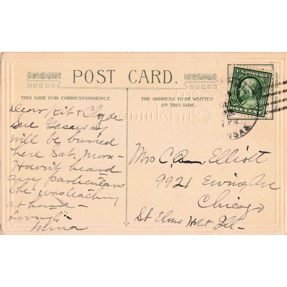 Vintage 1910 John Winsch Merry Christmas Postcard Winter Scene Windmill Germany - Picture 2 of 2
